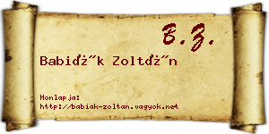 Babiák Zoltán névjegykártya
